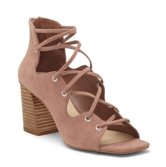 NEW Vince Camuto Nahara Mauve Suede Caged Heels - Picture 1 of 10